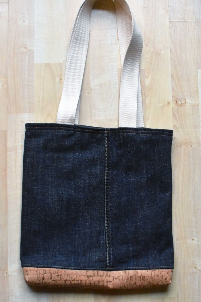 bag from cork and recycled old jeans